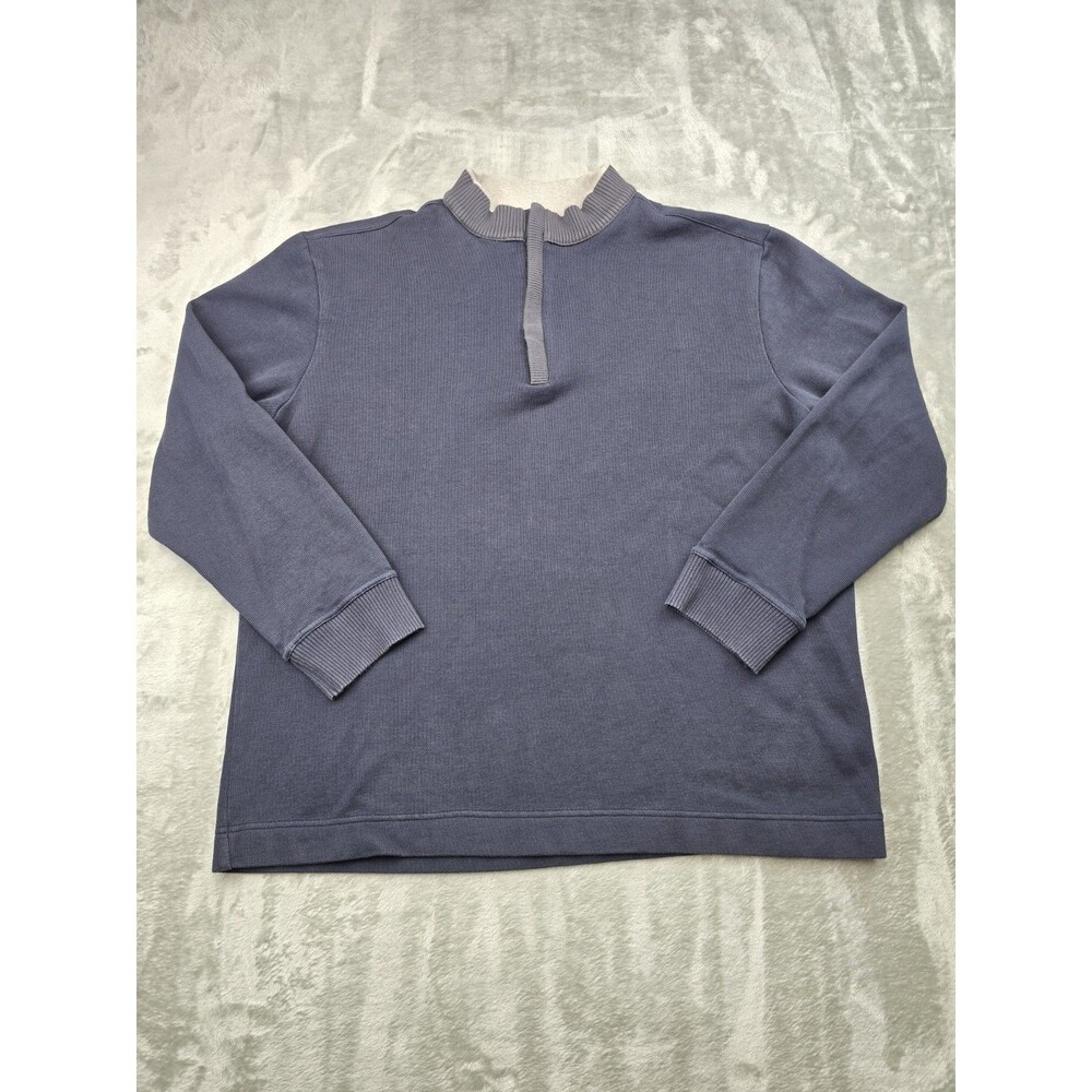 ​Gianni Uomo Sweater Mens XL Blue Quarter Zip Pullover Long Sleeve 100% Cotton